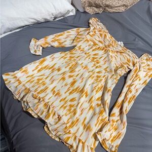 Yellow and White Off-Shoulder Dress